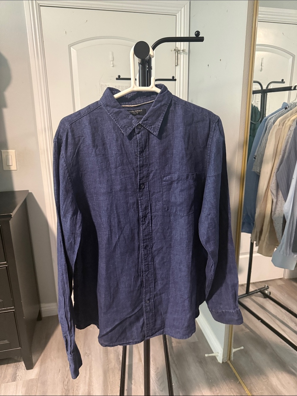 Banana Republic Indigo Blue Linen Button-Down Shirt